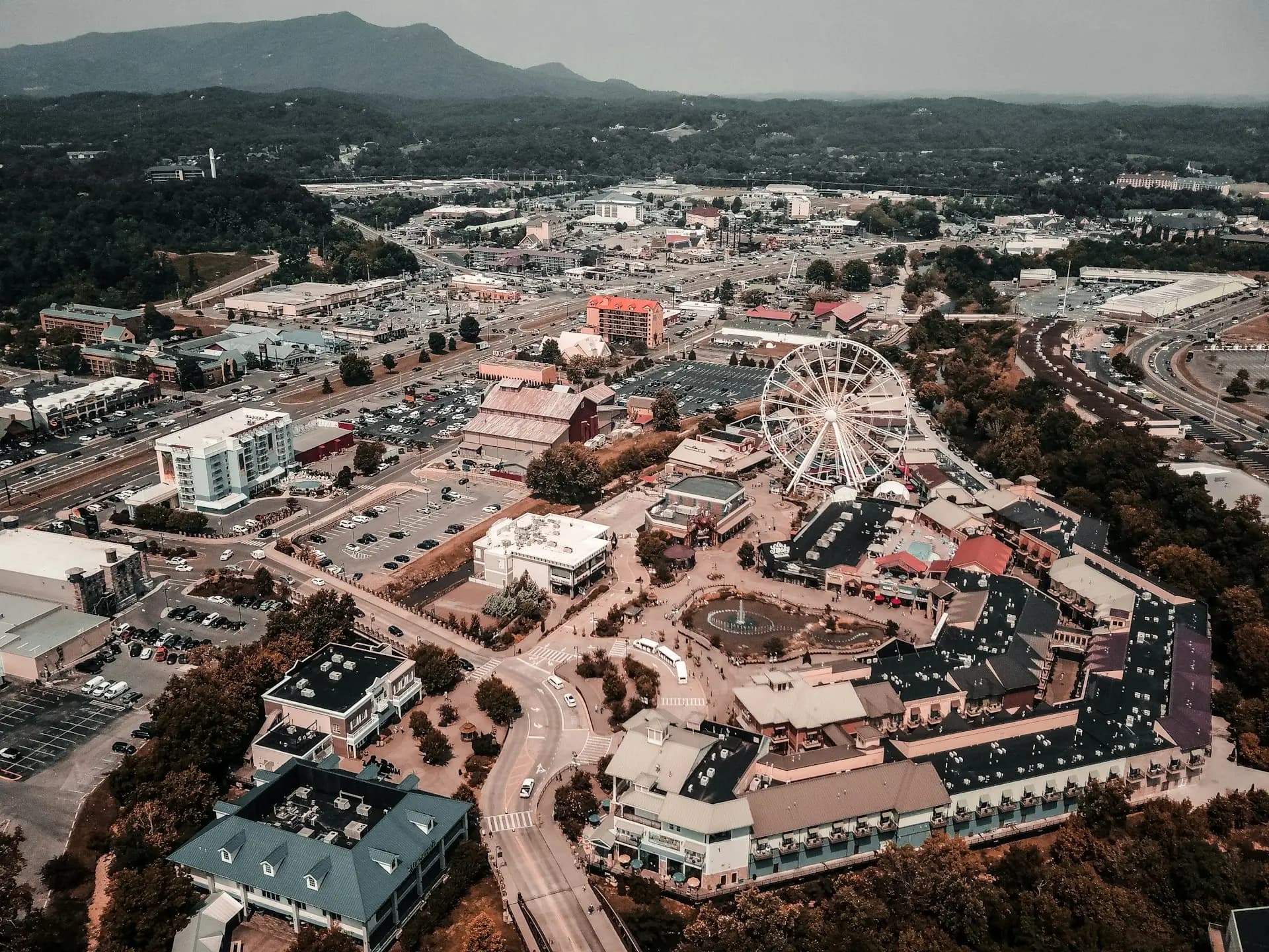 Blog - Aerial shot of Pigeon Forge Strip and The Island