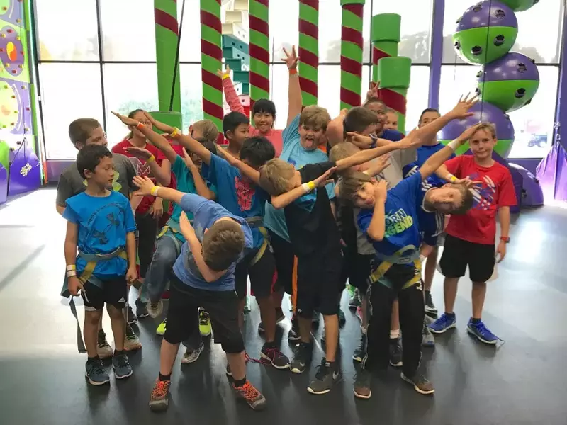 group at climbing center