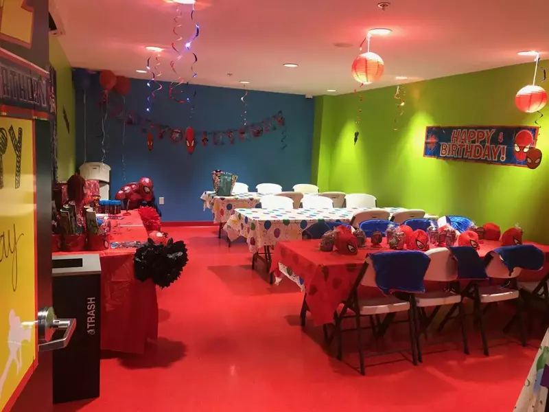 decorated party room at TopJump