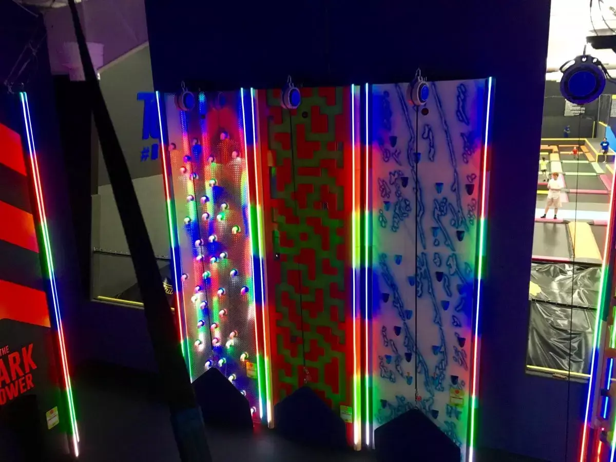 illuminated climbing wall