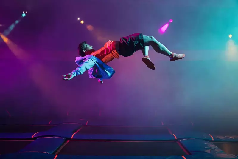 jumping on trampoline with glow lights